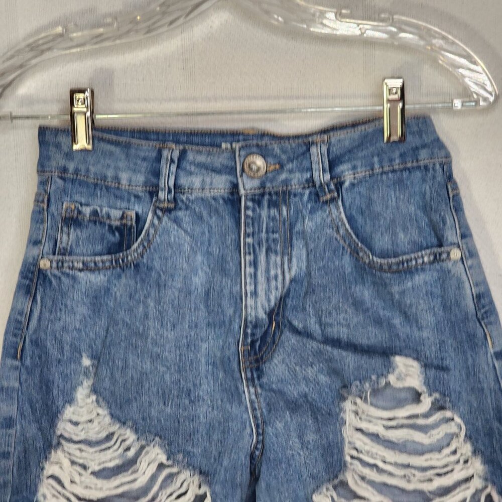 Rewash Brand Distressed Cotton Poly Rayon Span Super High Rise Shorts Size 1/25 - Picture 4 of 16
